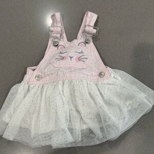 Oshkosh B'Gosh Baby Girls Size 6M Overalls Skirt Bunny Face/Tail Tutu